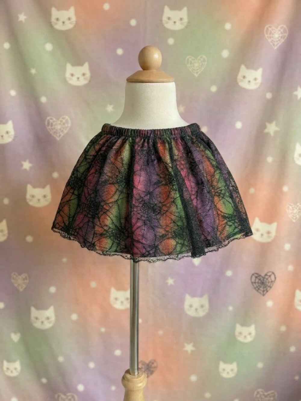 Girls Halloween Spiderweb Tutu Skirt Rainbow Lining 3T